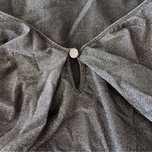 Moschino Cheap & Chic Silver Metallic Ruffle Top US 8 Ruched Flutter Sleeve - Picture 4 of 10